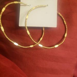 Sparkly gold hoop earrings